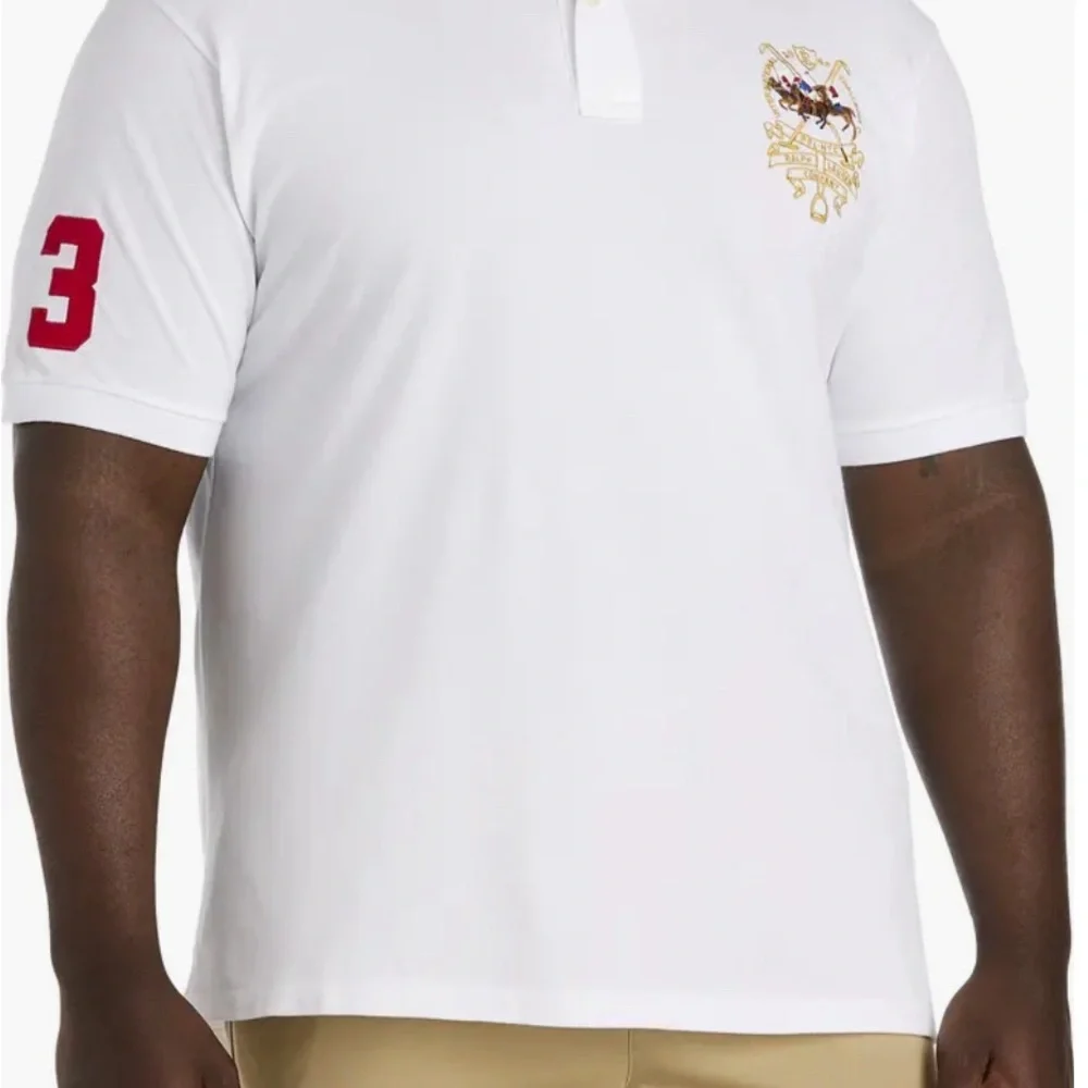 POLO RALPH LAUREN White Triple-Pony Back And Front Mesh Polo Shirt Size 3XLT
